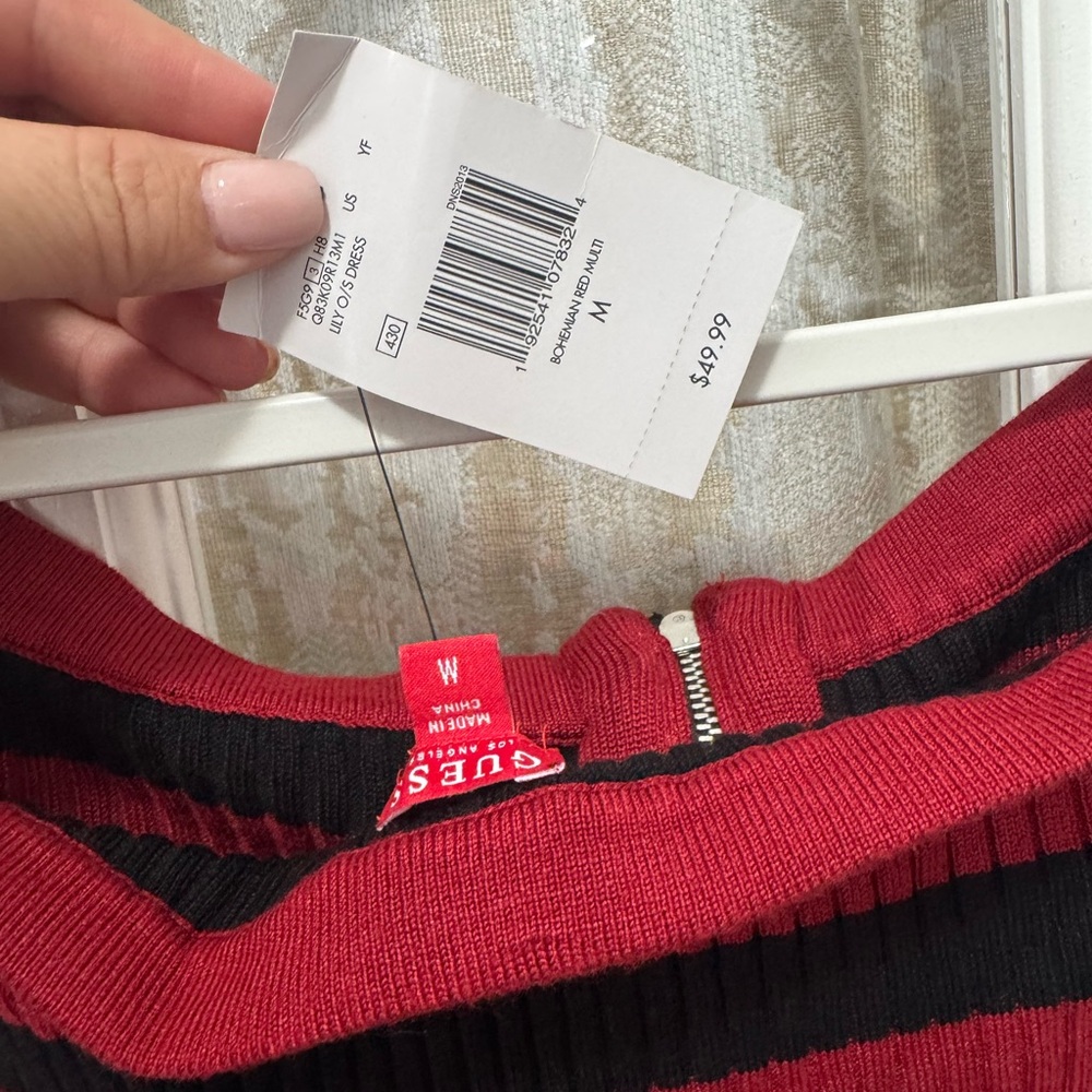 Guess Red and Black Striped Sweater